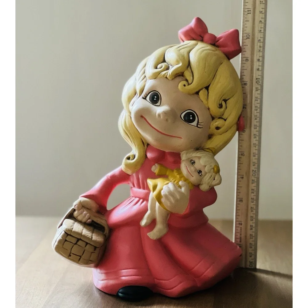 Vintage‎ Atlantic Mold Little Girl Pink Dress With Doll And Basket Child 11